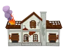 Damaged House On Fire